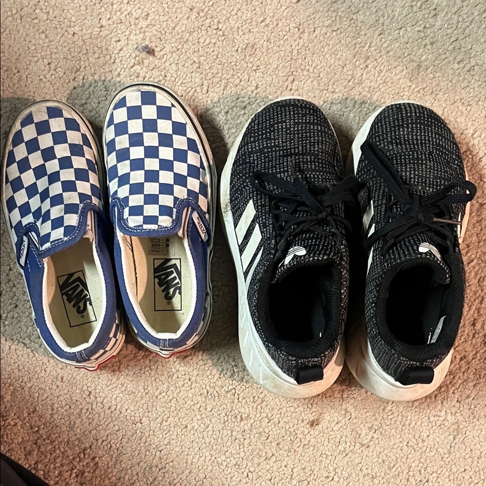 Vans Kids Blue and White Checkered Slip-On Sneakers